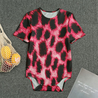 Hot Pink And Black Cheetah Print Men's Bodysuit