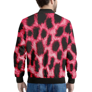 Hot Pink And Black Cheetah Print Men's Bomber Jacket