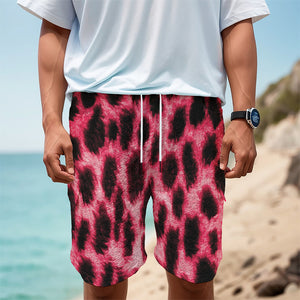 Hot Pink And Black Cheetah Print Men's Cargo Shorts