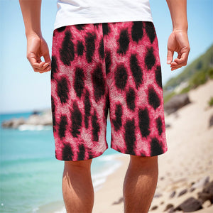 Hot Pink And Black Cheetah Print Men's Cargo Shorts