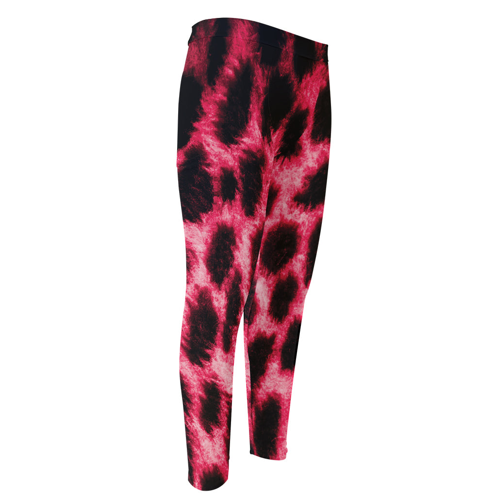 Hot Pink And Black Cheetah Print Men's Compression Pants