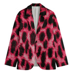 Hot Pink And Black Cheetah Print Men's Cotton Blazer