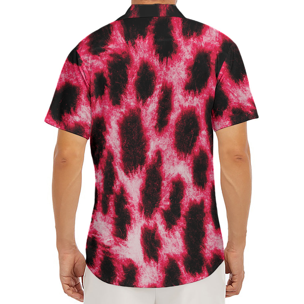 Hot Pink And Black Cheetah Print Men's Deep V-Neck Shirt