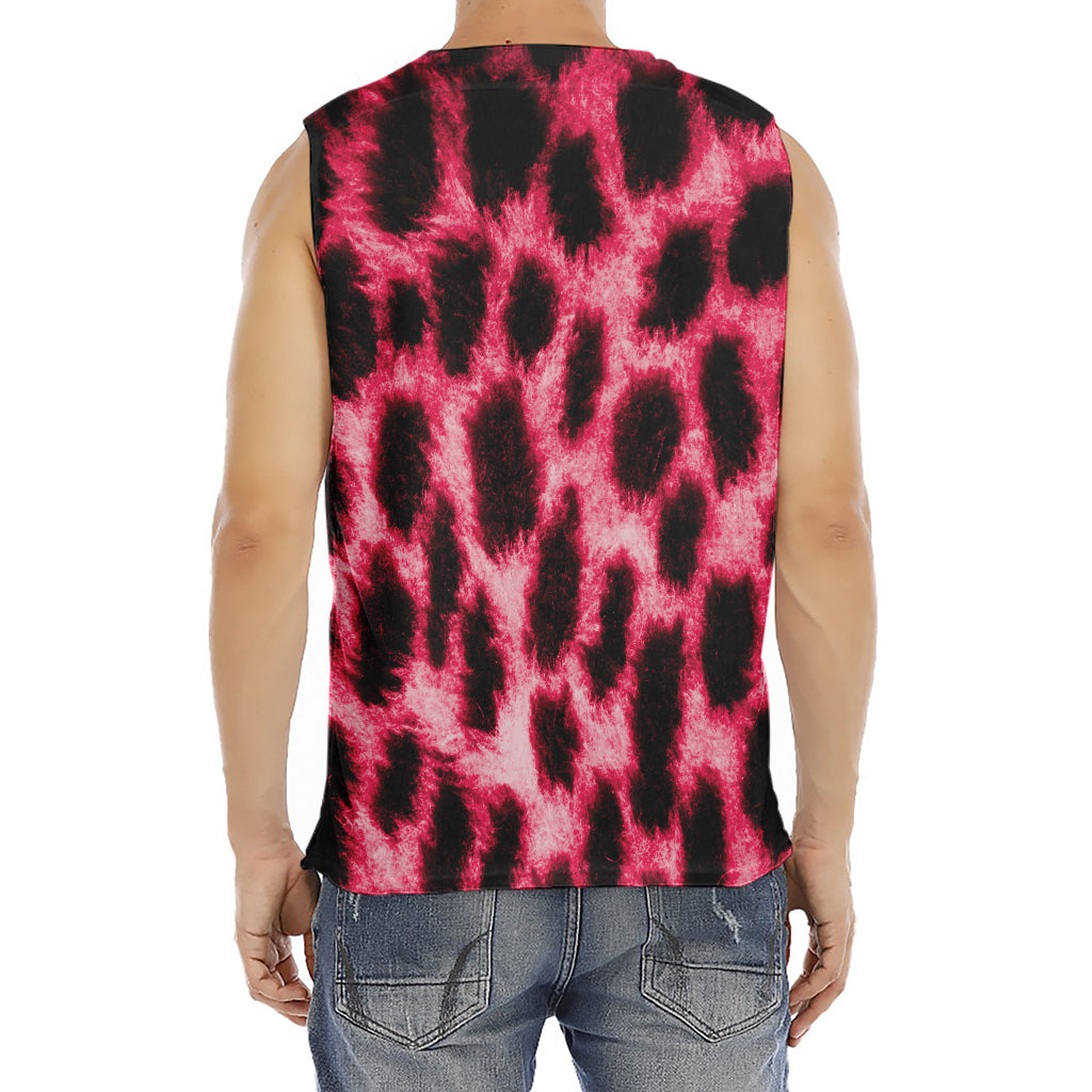 Hot Pink And Black Cheetah Print Men's Fitness Tank Top