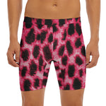 Hot Pink And Black Cheetah Print Men's Long Boxer Briefs