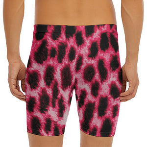 Hot Pink And Black Cheetah Print Men's Long Boxer Briefs