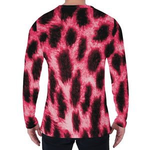 Hot Pink And Black Cheetah Print Men's Long Sleeve T-Shirt