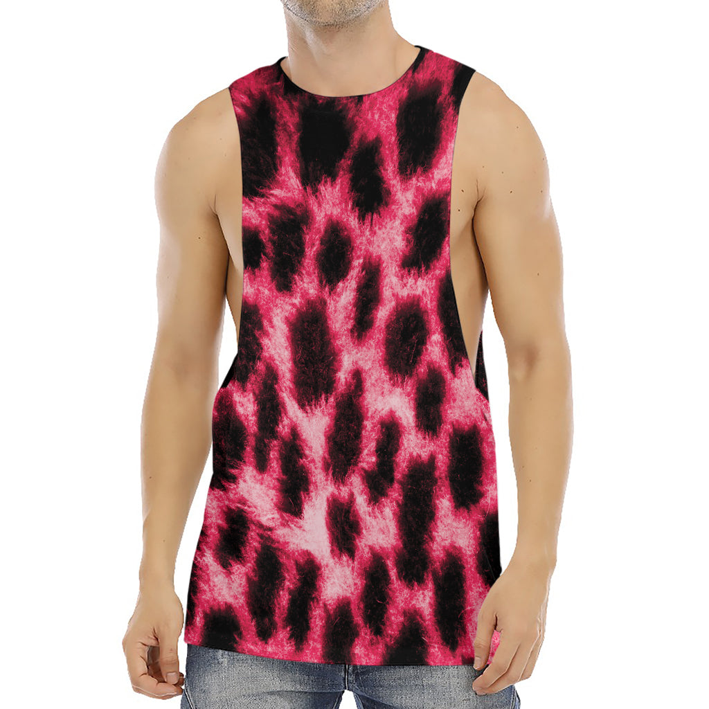 Hot Pink And Black Cheetah Print Men's Muscle Tank Top