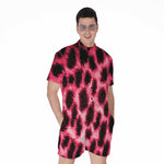 Hot Pink And Black Cheetah Print Men's Rompers