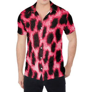 Hot Pink And Black Cheetah Print Men's Shirt