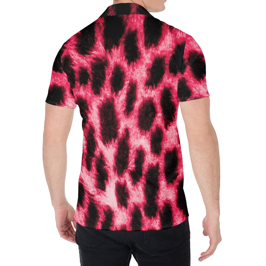 Hot Pink And Black Cheetah Print Men's Shirt
