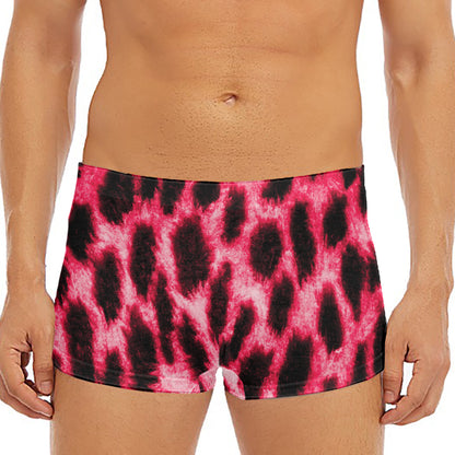 Hot Pink And Black Cheetah Print Men's Short Boxer Briefs