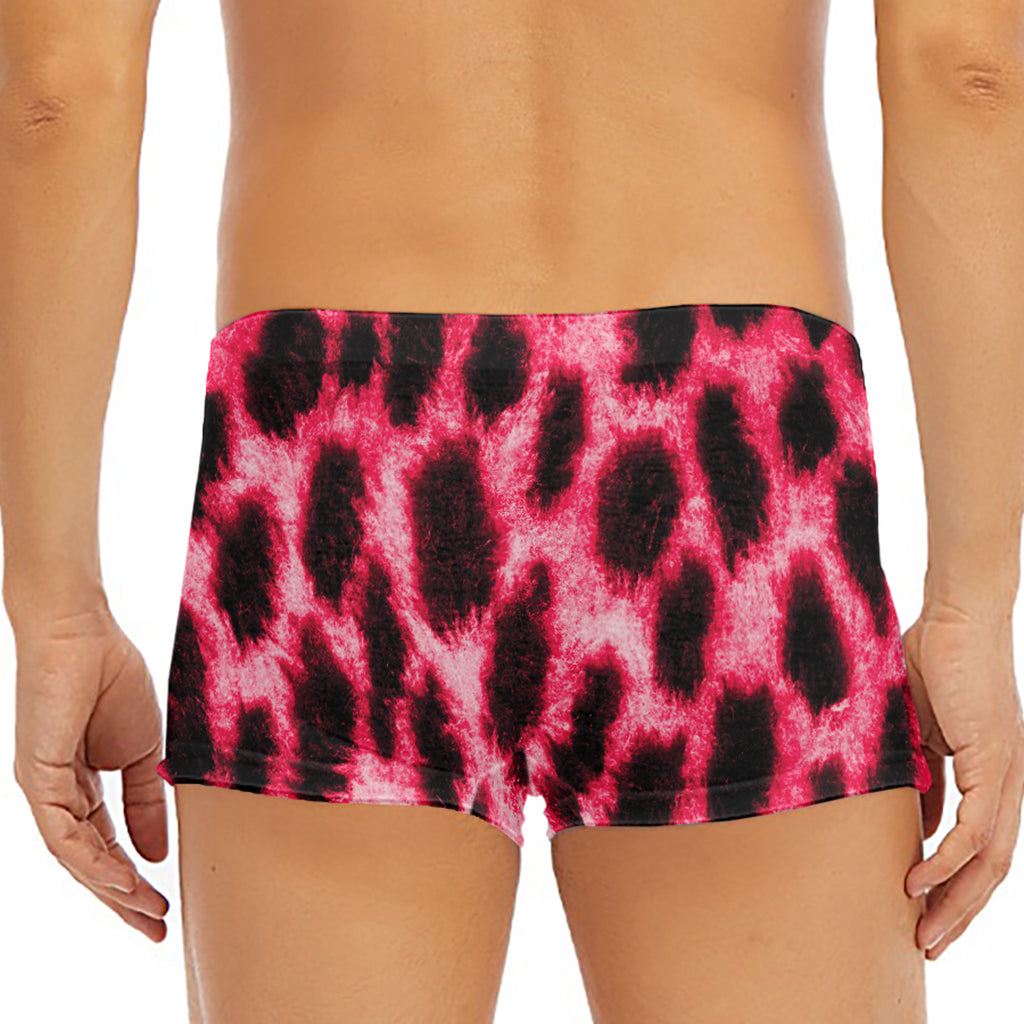 Hot Pink And Black Cheetah Print Men's Short Boxer Briefs