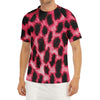 Hot Pink And Black Cheetah Print Men's Short Sleeve Rash Guard