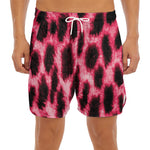 Hot Pink And Black Cheetah Print Men's Split Running Shorts