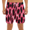 Hot Pink And Black Cheetah Print Men's Split Running Shorts