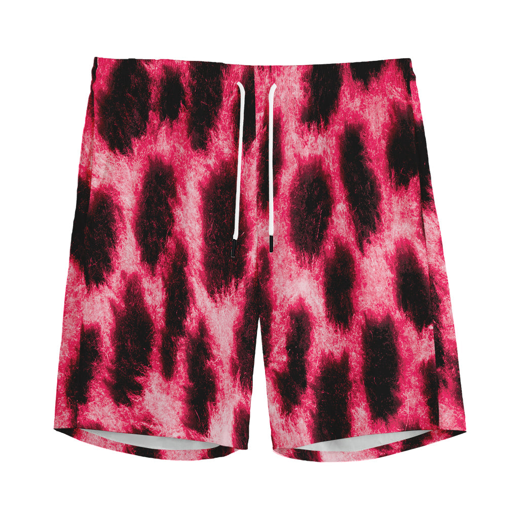 Hot Pink And Black Cheetah Print Men's Sports Shorts