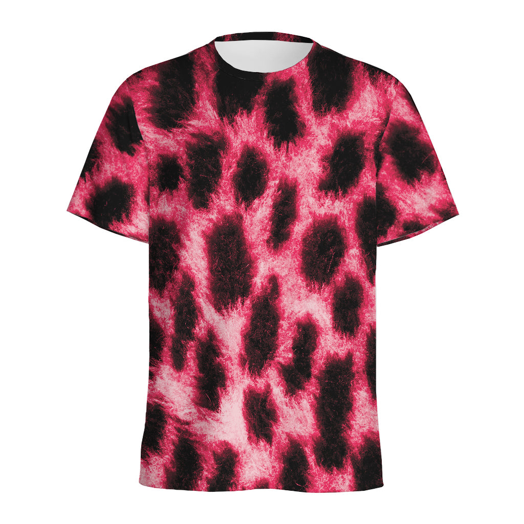 Hot Pink And Black Cheetah Print Men's Sports T-Shirt