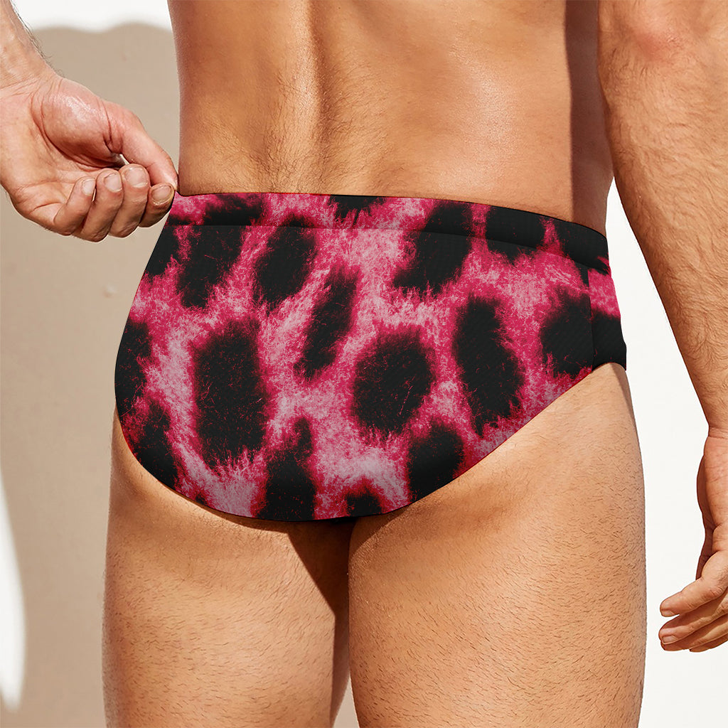 Hot Pink And Black Cheetah Print Men's Swim Briefs