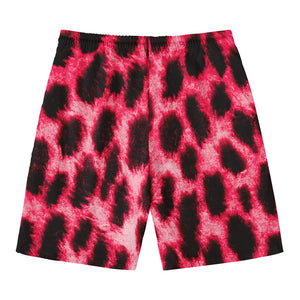 Hot Pink And Black Cheetah Print Men's Swim Trunks