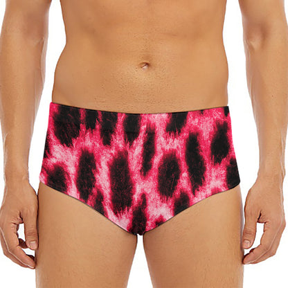 Hot Pink And Black Cheetah Print Men's Triangle Swim Briefs