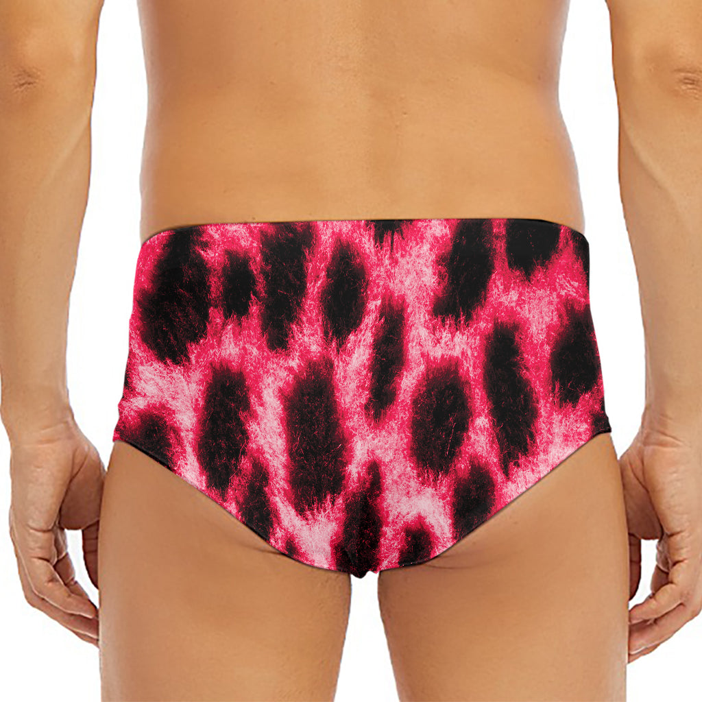 Hot Pink And Black Cheetah Print Men's Triangle Swim Briefs