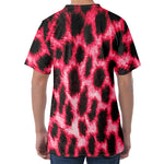 Hot Pink And Black Cheetah Print Men's Velvet T-Shirt