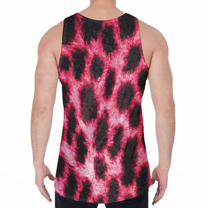 Hot Pink And Black Cheetah Print Men's Velvet Tank Top