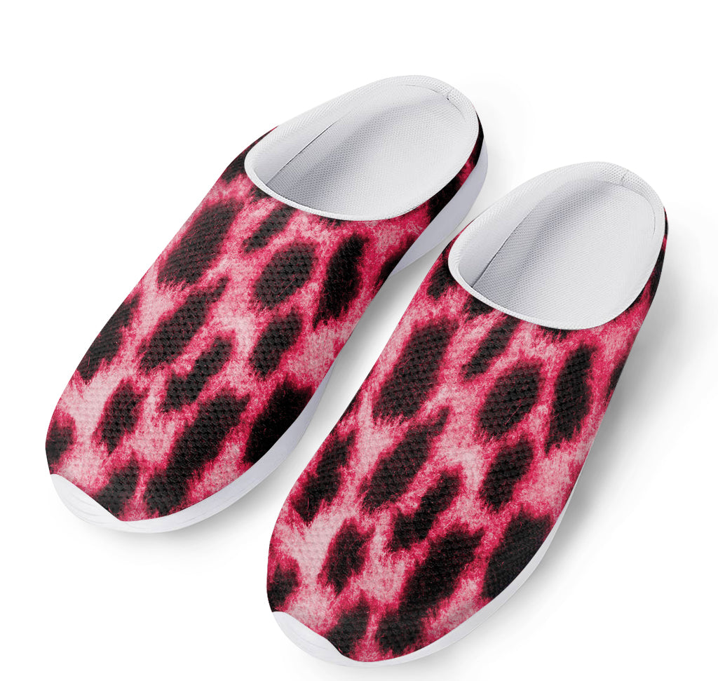 Hot Pink And Black Cheetah Print Mesh Casual Shoes