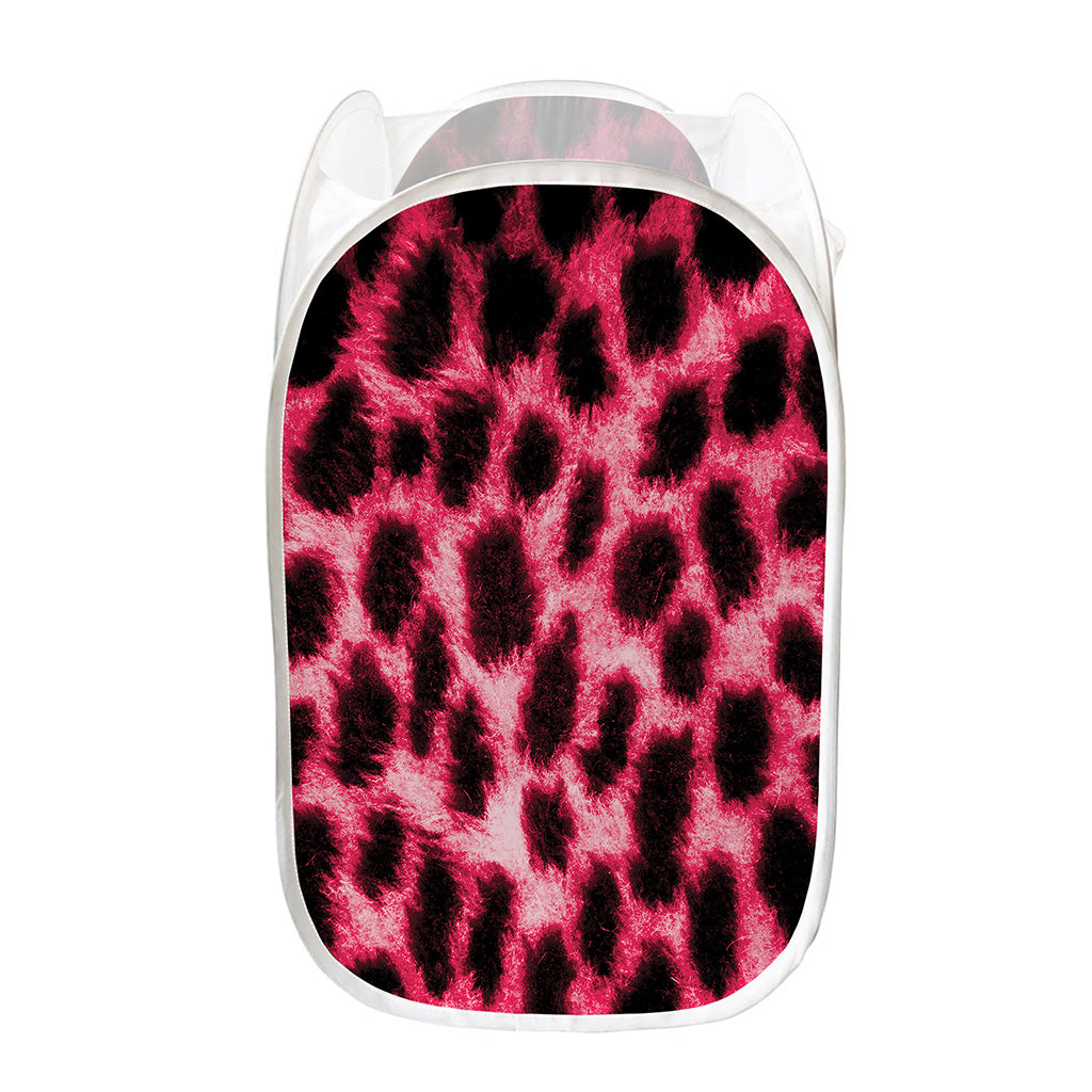 Hot Pink And Black Cheetah Print Mesh Laundry Hamper