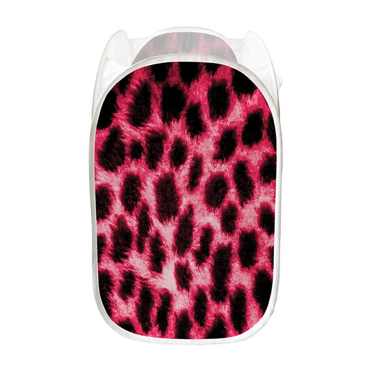 Hot Pink And Black Cheetah Print Mesh Laundry Hamper
