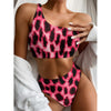 Hot Pink And Black Cheetah Print One Shoulder Bikini Top