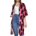 Hot Pink And Black Cheetah Print Open Front Beach Cover Up