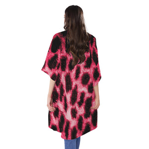 Hot Pink And Black Cheetah Print Open Front Beach Cover Up