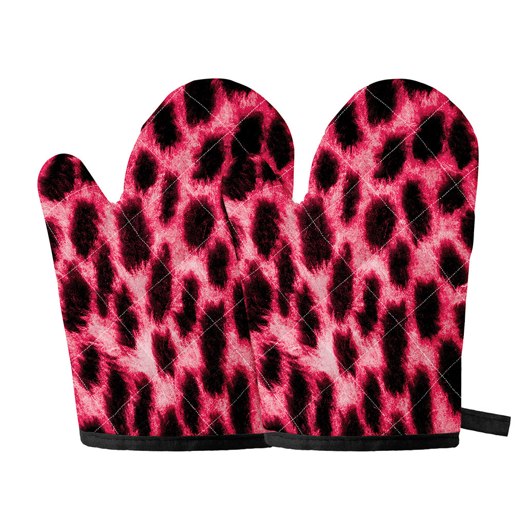 Hot Pink And Black Cheetah Print Oven Mitts
