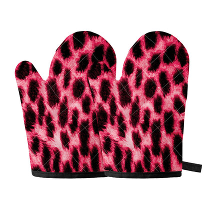 Hot Pink And Black Cheetah Print Oven Mitts