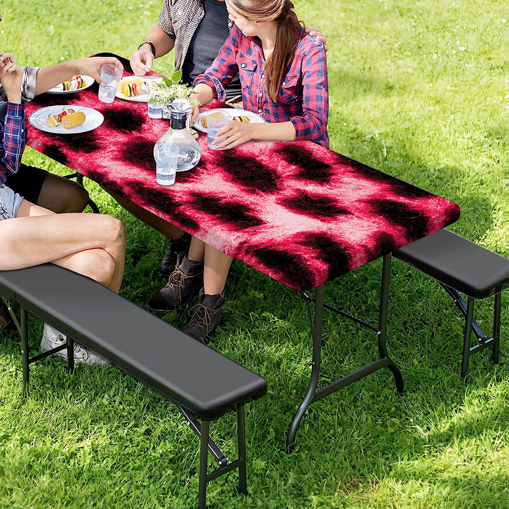 Hot Pink And Black Cheetah Print Picnic Table Cover