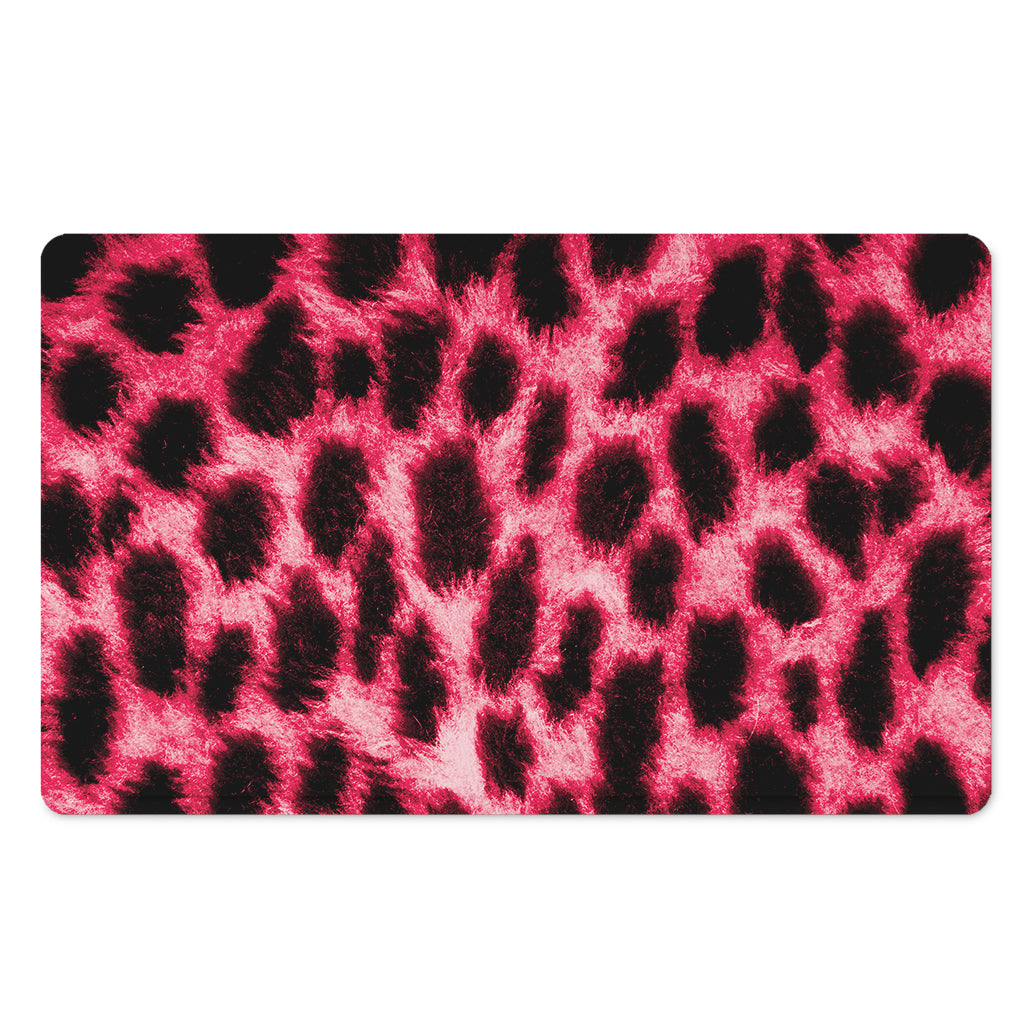 Hot Pink And Black Cheetah Print Polyester Doormat