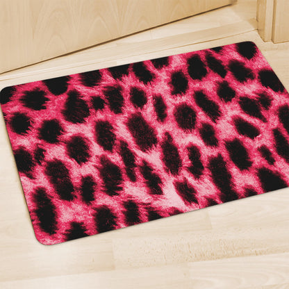 Hot Pink And Black Cheetah Print Polyester Doormat