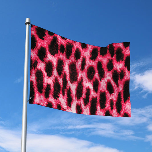 Hot Pink And Black Cheetah Print Polyester Flag
