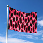 Hot Pink And Black Cheetah Print Polyester Flag