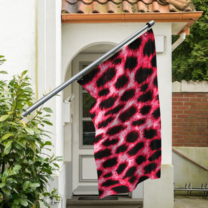 Hot Pink And Black Cheetah Print Polyester Flag