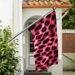 Hot Pink And Black Cheetah Print Polyester Flag