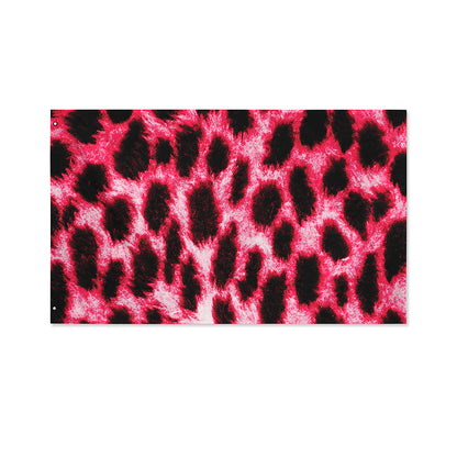 Hot Pink And Black Cheetah Print Polyester Flag
