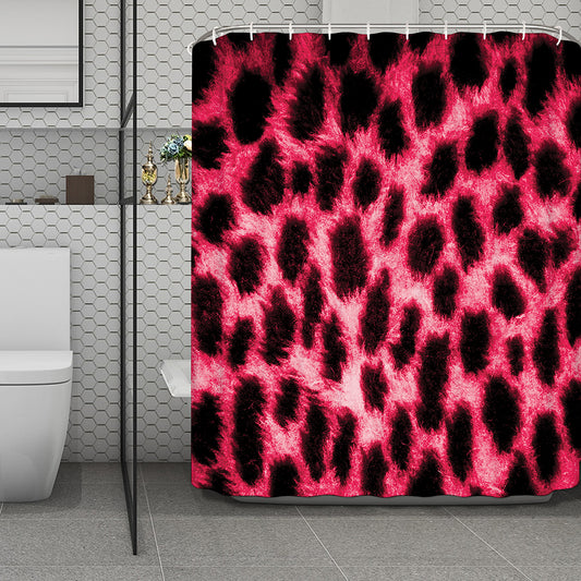 Hot Pink And Black Cheetah Print Polyester Shower Curtain