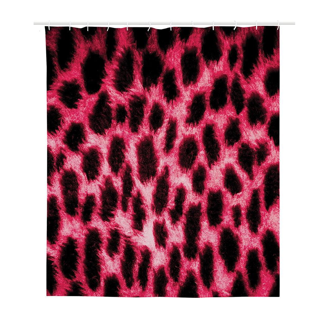Hot Pink And Black Cheetah Print Polyester Shower Curtain