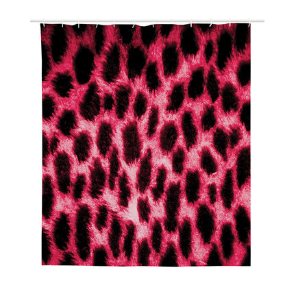 Hot Pink And Black Cheetah Print Polyester Shower Curtain