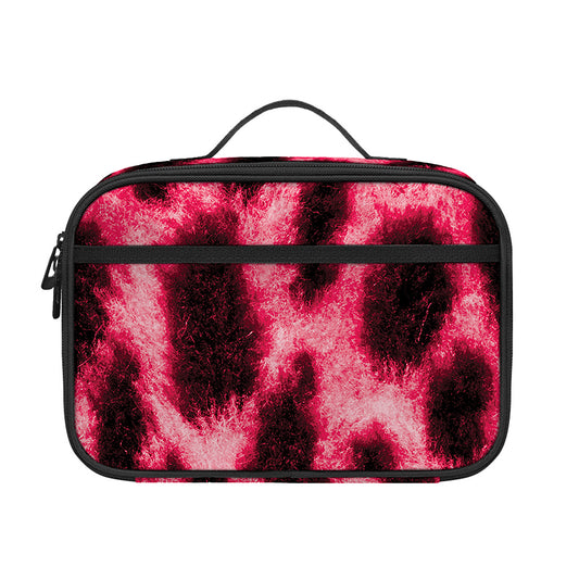 Hot Pink And Black Cheetah Print Portable Lunch Bag
