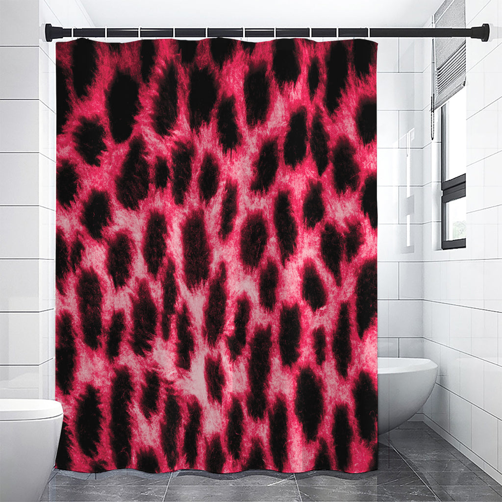 Hot Pink And Black Cheetah Print Premium Shower Curtain