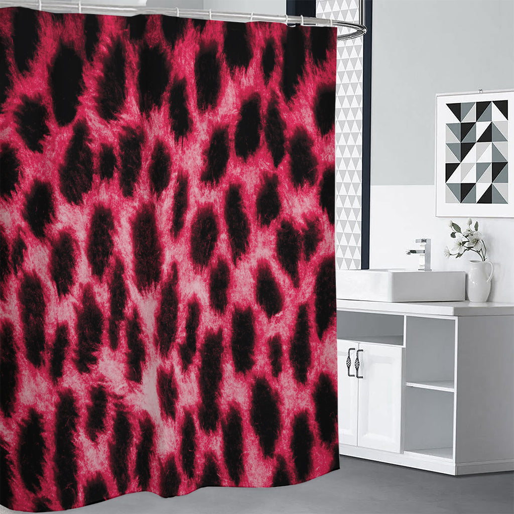 Hot Pink And Black Cheetah Print Premium Shower Curtain